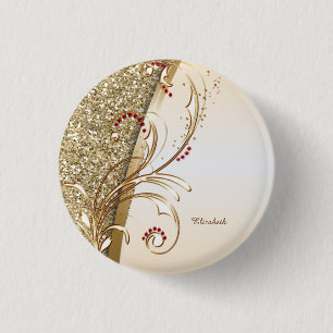Elegante Gold Glittery Wirbel Button