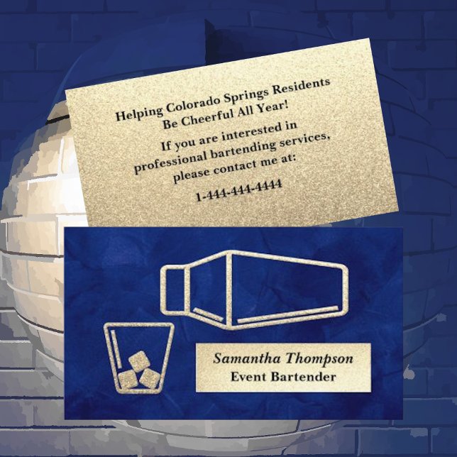 Elegante Gold Glitzer Barkeeper Event-Visitenkarte Visitenkarte (Von Creator hochgeladen)