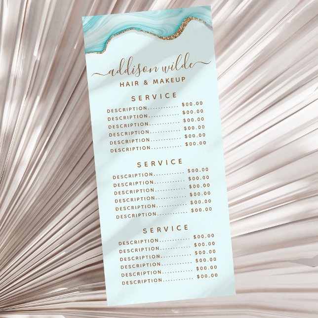 Elegante Gold Glitzer Blue Marble Agate Rack Card Werbekarte (Von Creator hochgeladen)