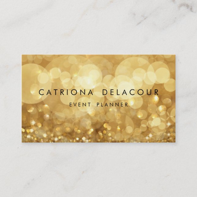 Elegante Gold Glitzer Bokeh Business Card Visitenkarte (Vorderseite)