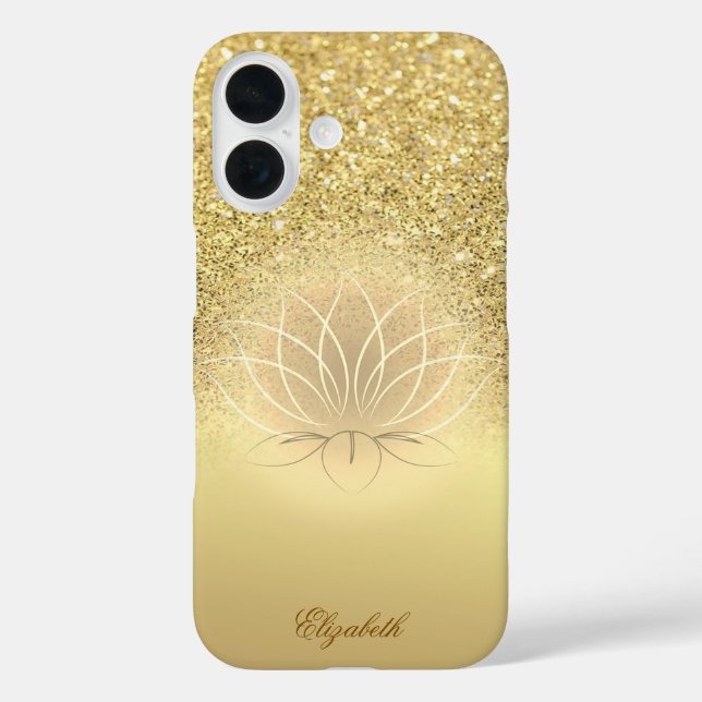 Elegante Gold Glitzer Bokeh Lotus Case-Mate iPhone Hülle (Rückseite)