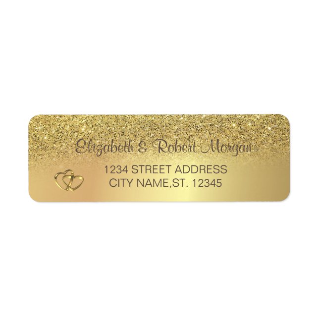 Elegante Gold Glitzer Bokeh Wedding Label (Vorne)