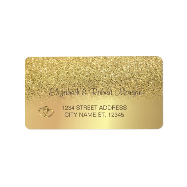 Elegante Gold Glitzer Bokeh Wedding Label Adressaufkleber (Vorne)