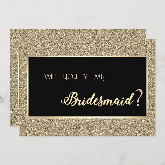 Elegante Gold Glitzer Bridesmaid Card Einladung (Vorne/Hinten)