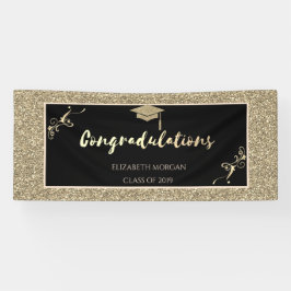 Elegante Gold Glitzer Graduate Cap Banner