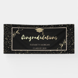 Elegante Gold Glitzer Graduate Cap, Confetti Banner