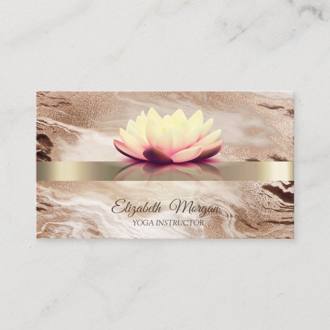 Elegante Gold Glitzer Lotus Blume Visitenkarte (Vorderseite)