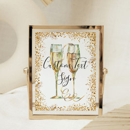 Elegante Gold Glitzer Party Signatur Poster