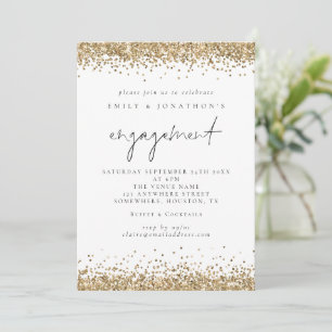 Elegante Gold Glitzer Script Engagement Party Einladung