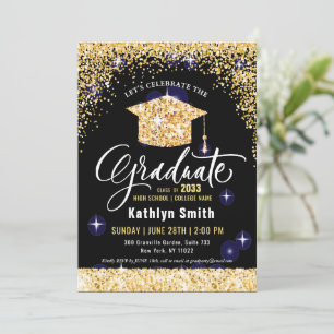 Elegante Gold Glitzer Sparkling Graduation Party Einladung