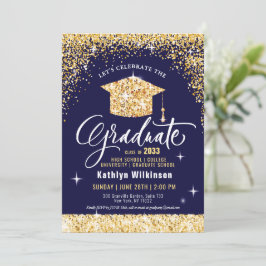 Elegante Gold Glitzer Sparkling Graduation Party Einladung