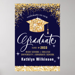 Elegante Gold Glitzer Sparkling Graduation Party Poster