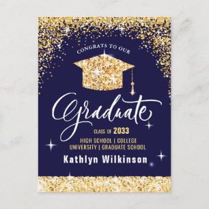 Elegante Gold Glitzer Sparkling Graduation Party Postkarte