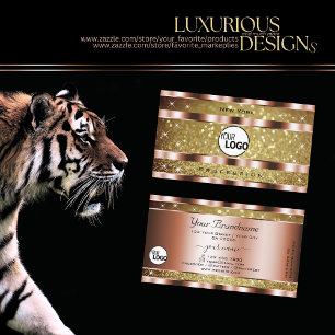 Elegante Gold Glitzer Stars hinzufügen Logo Rose G Visitenkarte