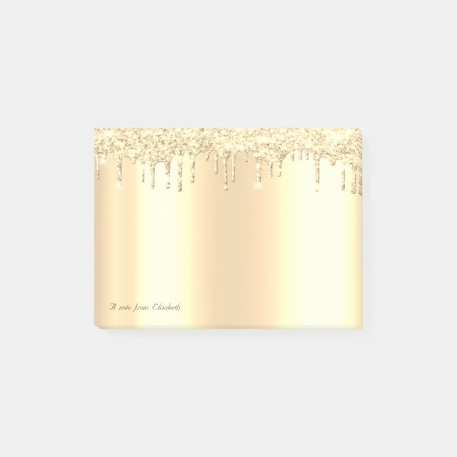 Elegante Gold Glitzer Tropfen Post-it Klebezettel (Vorderseite)