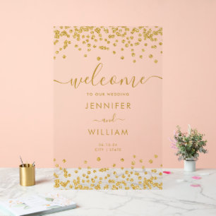 Elegante Gold Glitzer Wedding Party Willkommen Acrylschild