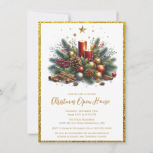 Elegante Gold Glitzer Weihnachts-Open House Einladung