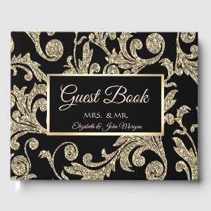 Elegante Gold Glitzer Wirbel Hochzeit Gästebuch
