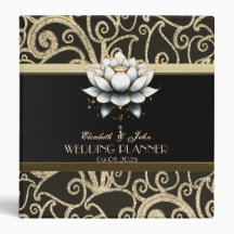 Elegante Gold Glitzer Wirbel White Lotus Wedding