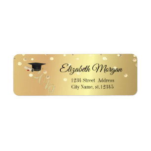 Elegante Gold Graduation Cap, Confetti