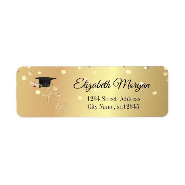 Elegante Gold Graduation Cap, Confetti (Vorne)