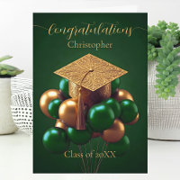 Elegante Gold Graduation Cap mit festlichem Ballon
