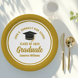 Elegante Gold Graduation Party Personalisiert Pappteller