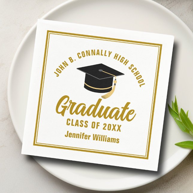 Elegante Gold Graduation Party Personalisiert Serviette (Von Creator hochgeladen)