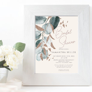 Elegante Gold Green Blätter Bridal Dusche Einladun Einladung