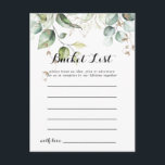 Elegante Gold Greenerity Bucket List Cards Postkarte<br><div class="desc">Diese eleganten goldgrünen Eimerkarten sind der ideale Begleiter für einen modernen Hochzeitsempfang oder ein modernes Brautparty. Das Design ist mit handgezeichnet Gold- und botanisch-grünen Eukalyptus-Blätter ausgestattet,  die künstlerische Schönheit inspirierend. Das Schild der Schaufelliste wird separat verkauft.</div>