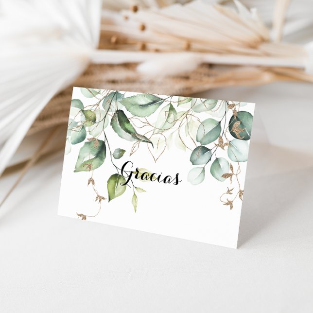Elegante Gold Greenerity Folded Wedding Gracias Ca Dankeskarte (Von Creator hochgeladen)