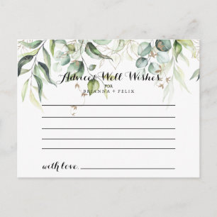 Elegante Gold Greenery Wedding Advice Card Postkarte