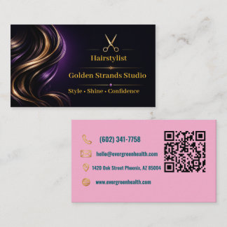 Elegante Gold Hairstylistenschere Marmor Geschäft Visitenkarte