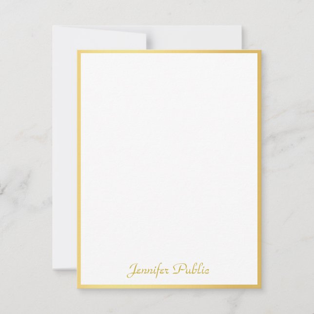 Elegante Gold Hand Script Personalisiert Template Mitteilungskarte (Vorderseite)