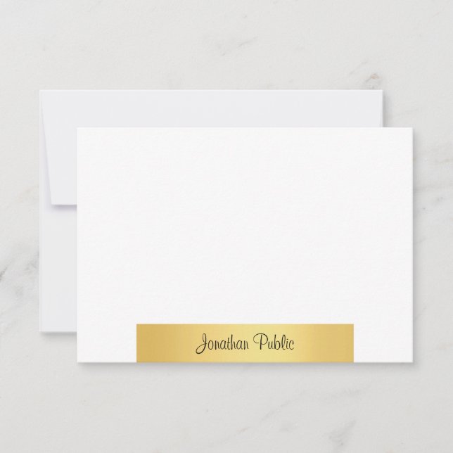 Elegante Gold Handschrift Name Template Moderne Mitteilungskarte (Vorderseite)