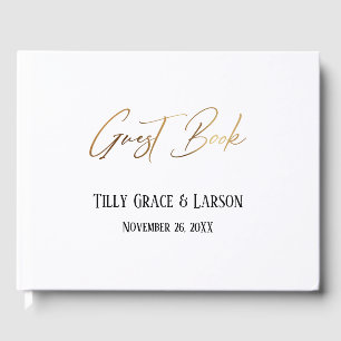 Elegante Gold Handwriting Simple Guest Book Gästebuch