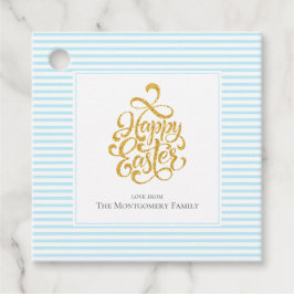 Elegante Gold Happy Osterblau gestreifte Gift Tags Geschenkanhänger
