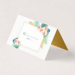 Elegante Gold Hawaiian Hibiskus Wedding Table Card Visitenkarten