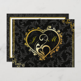 Elegante Gold Heart Monogram Bridesmaid Card Einladung