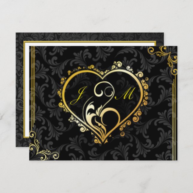 Elegante Gold Heart Monogram Trauzeugin Card Einladung (Vorne/Hinten)
