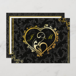 Elegante Gold Heart Monogram Trauzeugin Card Einladung