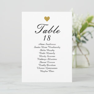 Elegante Gold Heart Tischnummer Seating Charts