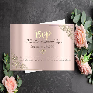 Elegante Gold Hearts Rose Gold RSVP Card Einladung