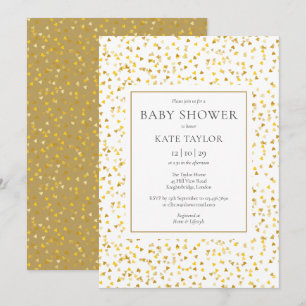 Elegante Gold-Herzen-Konfetti-Baby-Party Einladung