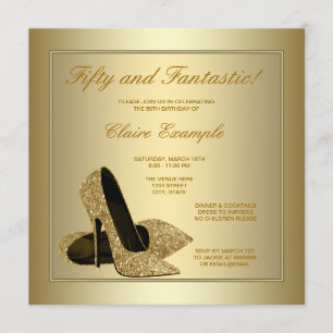 Elegante Gold High Heels Frauen Gold 50. Geburtsta Einladung