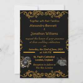Elegante Gold Hochzeit Einladung
