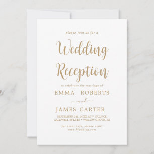 Elegante Gold-Hochzeitstempfang-Kalligrafie  Einladung