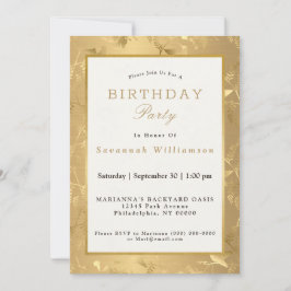 Elegante Gold Hummingbirds Glam Birthday Party Einladung