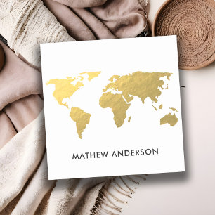 ELEGANTE GOLD-IMITAT KRAFT WELTKARTE PERSONALISIER QUADRATISCHE VISITENKARTE