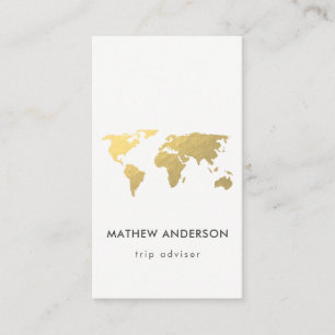 ELEGANTE GOLD-IMITAT KRAFT WELTKARTE PERSONALISIER VISITENKARTE